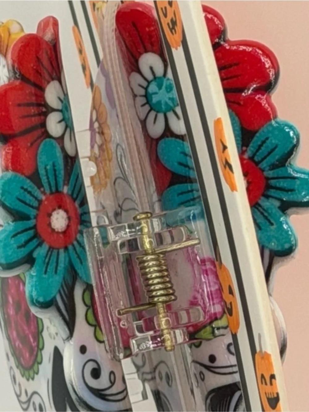 🤍▪️Piper K ▪️Sugar Skull Day Of The Dead Floral Hair  Claw Acryllic Clip